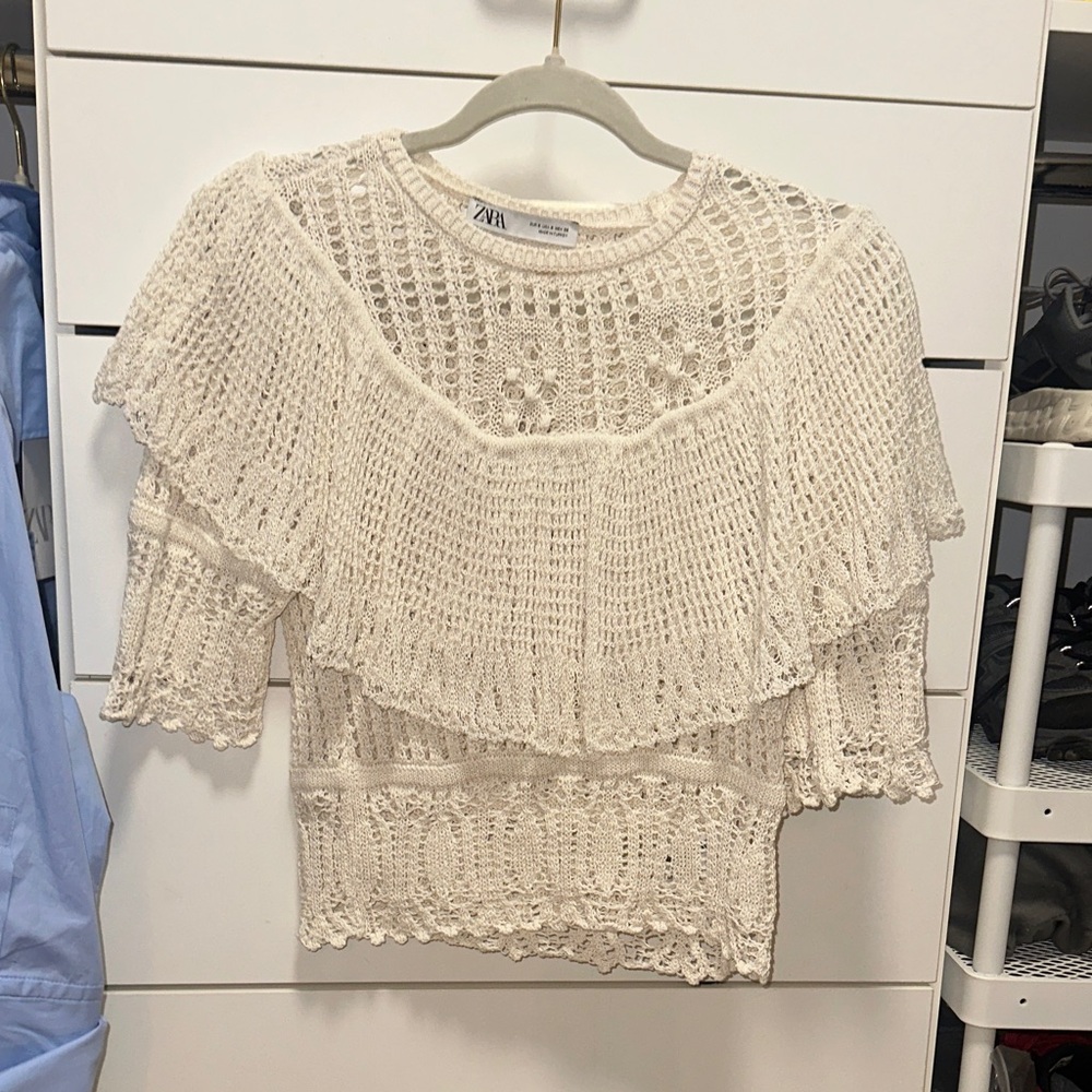 Zara Women's White Crochet Blouse